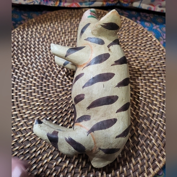 Vintage Hand Painted Artsy Unique Pig Piggy Bank Estate Item Pottery Terracotta - Picture 7 of 10